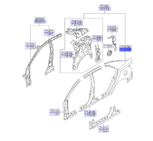 گلگیر عقب راست سراتو کوپه TD | 715041MC60 | Hyundai/KIA Genuine Parts – MOBIS