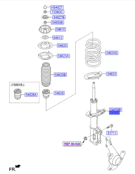 کمک جلو راست Hyundai/KIA Genuine Parts – MOBIS   i 10  54660B9000