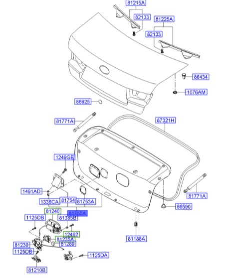 موکت درب صندوق عقب سوناتا  Hyundai/KIA Genuine Parts – MOBIS  817523K020