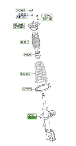 کمک فنر عقب چپ سراتو 2008 | کمک فنر عقب سمت راننده | Hyundai/KIA Genuine Parts – MOBIS  553512F401