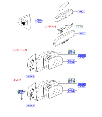 آینه چپ توسان Genuine Parts | 876102E320