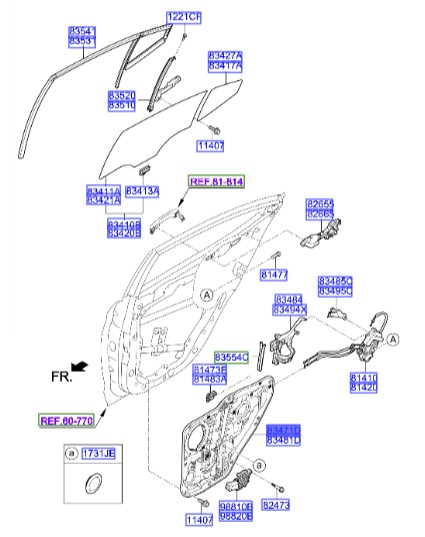 ریل شیشه بالابر عقب چپ النترا  Hyundai/KIA Genuine Parts – MOBIS    83471F2000
