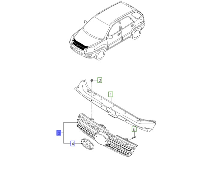 جلوپنجره اسپورتیج 2008 | Hyundai/KIA Genuine Parts – MOBIS | اسپورتیج KM مدل 2008 تا 2010
