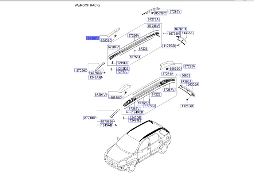 پوشش باربند جلو راست اسپورتیج | Hyundai/KIA Genuine Parts | اسپورتیج KM مدل 2008 تا 2010