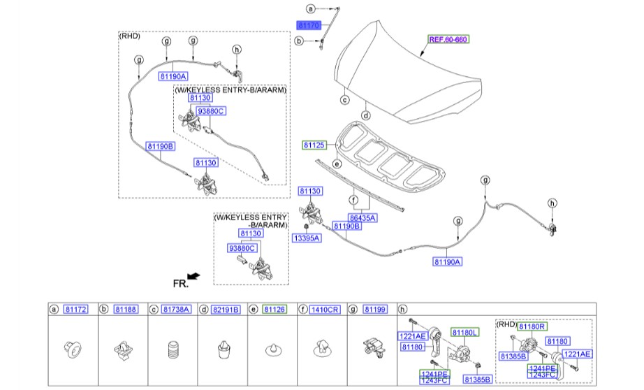 جک کاپوت Hyundai/KIA Genuine Parts – MOBIS  I20  811701J500