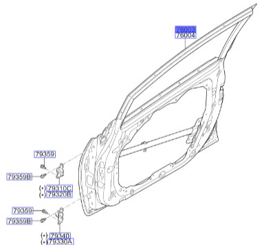 درب جلو چپ کیا سراتو 2014 | Hyundai/KIA Genuine Parts | سراتو YD مدل 2014 تا 2018  76003A7001