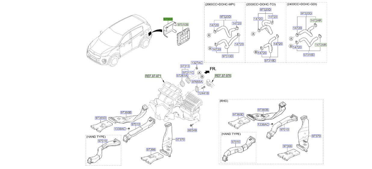 قاب پنجره خروج هوای گلگیر اسپورتیج | Hyundai/KIA Genuine Parts | اسپورتیج QL مدل 2016 تا 2021