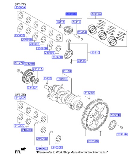 پیستون موتور هیوندای سانتافه Hyundai/KIA Genuine Parts – MOBIS   230413CDA0