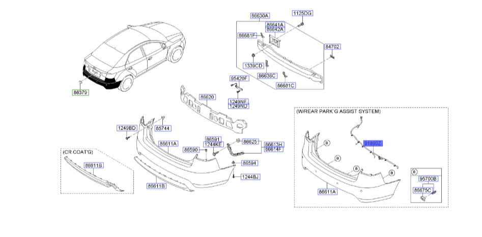 دسته سیم سنسور دنده عقب | Hyundai/KIA Genuine Parts – Mobis | سراتو مدل 2010 سایپایی و وارداتی – سراتو مدل 2010 تا 2013   918901M000