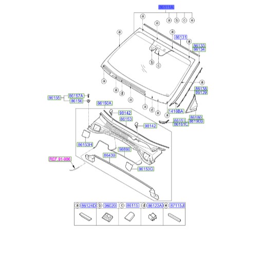 شیشه جلو سانتافه Hyundai/KIA Genuine Parts – MOBIS   861112W310
