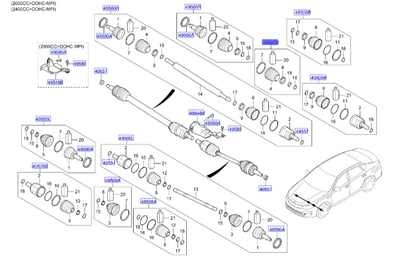 کیت گردگیر پلوس جلو راست | گردگیر پلوس سمت راست | کیت گردگیر سرپلوس | Hyundai/KIA Genuine Parts – MOBIS | اپتیما|سوناتا  49581C1050