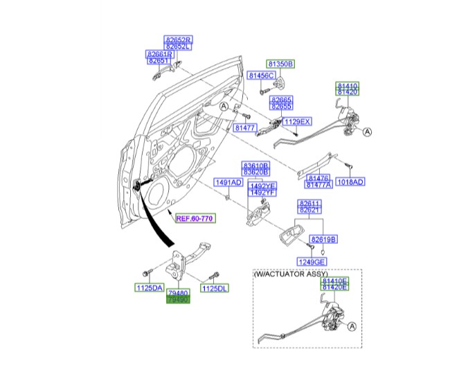 ترمز درب عقب راست اکسنت Hyundai/KIA Genuine Parts – MOBIS  794900U000