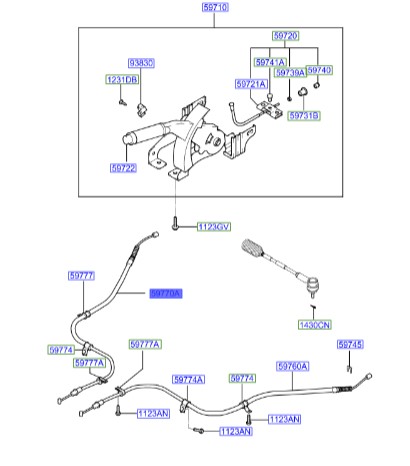 سیم ترمز دستی راست هیوندای کوپه  Hyundai/KIA Genuine Parts – MOBIS   597702C700