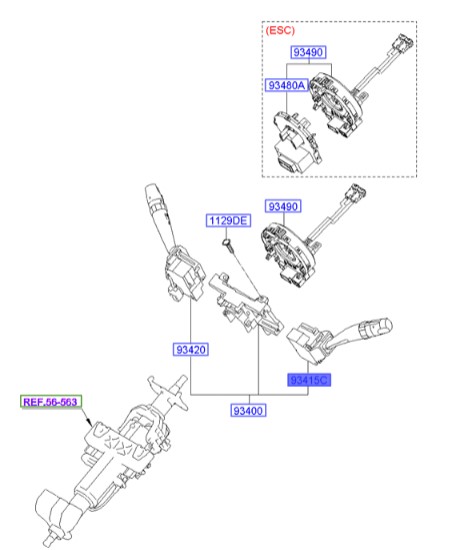 دسته راهنما هیوندای Hyundai/KIA Genuine Parts – MOBIS   IX55  934103J101