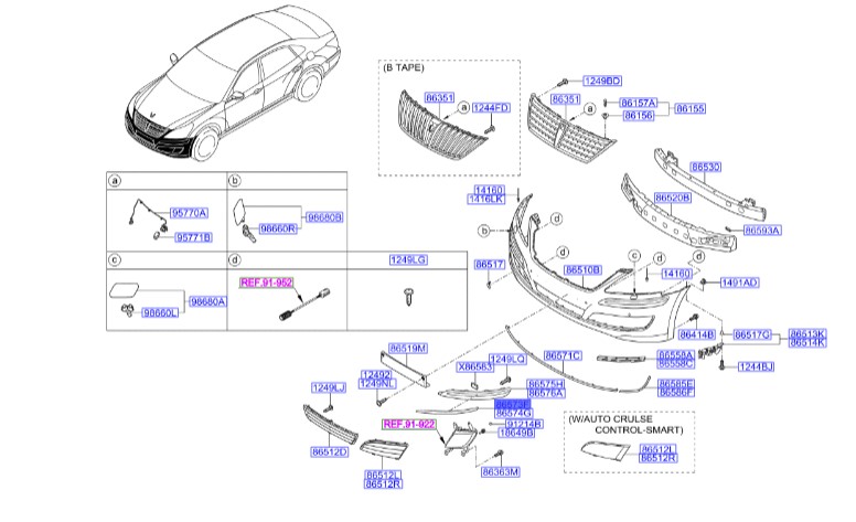 زه سپر جلو چپ سنتینیال  Hyundai/KIA Genuine Parts – MOBIS   865733N000