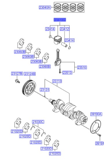 پیستون موتور هیوندای سوناتا   Hyundai/KIA Genuine Parts – MOBIS   230412E361