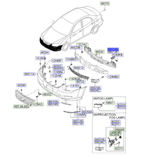 پایه نگهدارنده دیاق سپر جلو راست سراتو 2007 | Hyundai/KIA Genuine Parts | سراتو LD مدل 2007 تا 2009