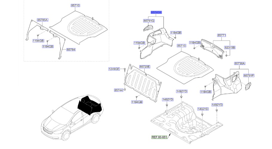 قاب داخلی گلگیر عقب راست | Hyundai/KIA Genuine Parts – MOBIS | 85740A7200WK