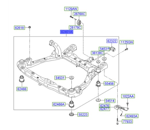 رام زیر موتور هیوندای آزرا  Hyundai/KIA Genuine Parts – MOBIS  624053L350