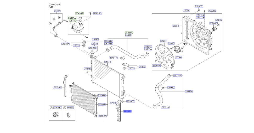 قاب پلاستیکی بغل رادیاتور سمت چپ | Hyundai/KIA Genuine Parts – MOBIS | اسپورتیج SL مدل 2010 تا 2016