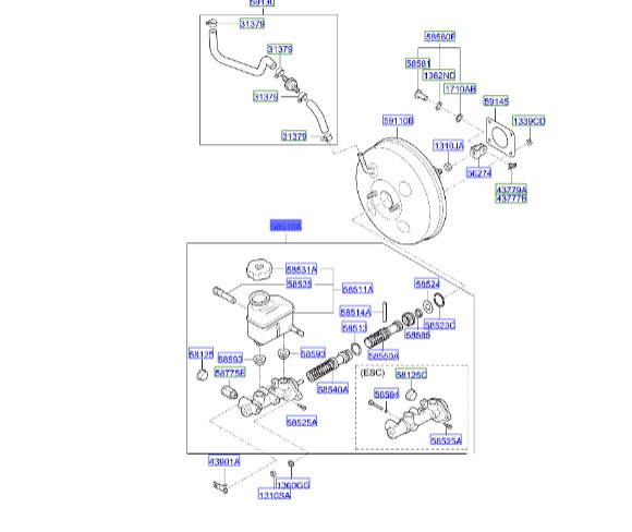 پمپ ترمز کامل| Hyundai/KIA Genuine Parts – MOBIS | سراتو TD مدل 2010 سایپایی و وارداتی