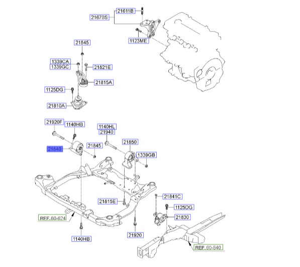 دسته موتور سراتو | دسته موتور جلو | Genuine Parts | سراتو TD – سراتو TD کوپه – FD i30   219101M050