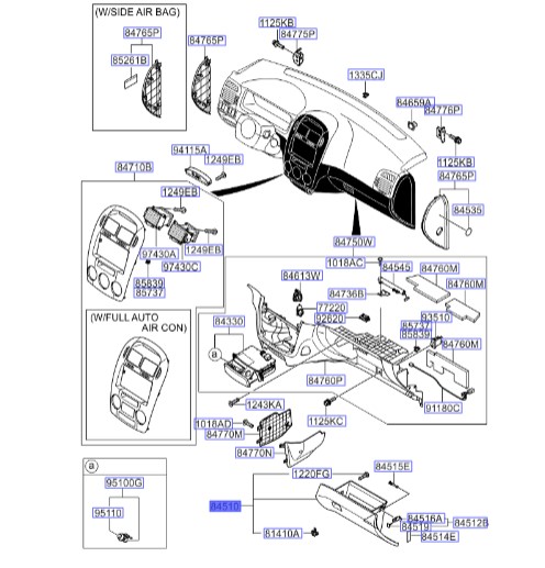 درب داشبورد سراتو 2008 | Hyundai/KIA Genuine Parts – MOBIS | سراتو LD مدل 2007 تا 2009