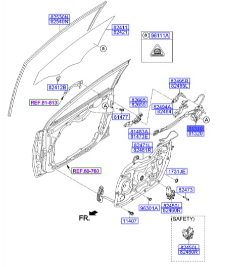 قفل و پمپ درب جلو چپ هیوندای النترا  Hyundai/KIA Genuine Parts – MOBIS  813103X030
