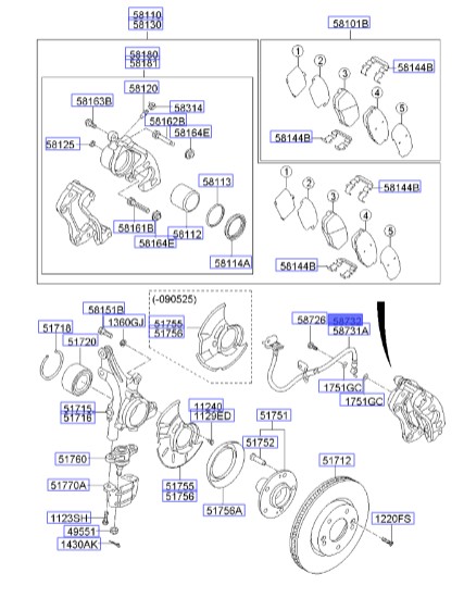 شیلنگ ترمز جلو راست Hyundai/KIA Genuine Parts – Mobis | سراتو مدل 2010 587321M000