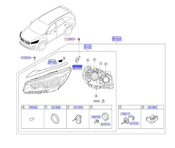 براکت پایه نگهدارنده چراغ جلو سمت چپ کیا سورنتو 92132c5000 Hyundai/KIA Genuine Parts – MOBIS