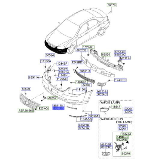 براکت (نگهدارنده) سپر جلو چپ سراتو 2006 | Hyundai/KIA Genuine Parts | سراتو LD مدل 2007 تا 2009  865172F500