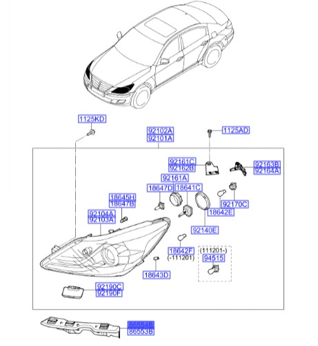 دیاق زیر چراغ راست جنسیس  Hyundai/KIA Genuine Parts – MOBIS    865543M000