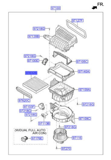 فیلتر کابین توسان  Hyundai/KIA Genuine Parts – MOBIS   97133D3000 