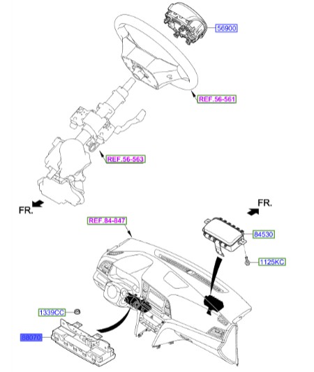 ایربگ زانو النترا  Hyundai/KIA Genuine Parts – MOBIS   56970F2000
