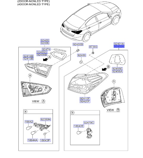 چراغ خطر عقب راست سراتو 2016 | Hyundai/KIA Genuine Parts | سراتو YD مدل 2014 تا 2018  92402A7010