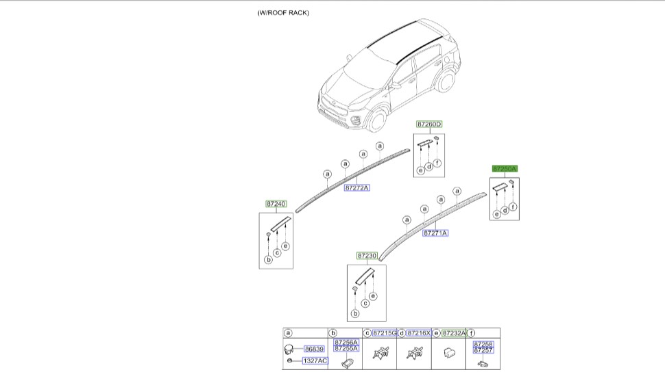 پوشش باربند عقب چپ اسپورتیج | Hyundai/KIA Genuine Parts | اسپورتیج QL مدل 2016 تا 2021