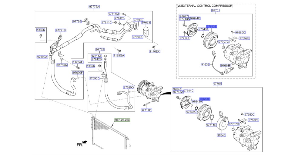 پولی کمپرسور کولر | Hyundai/KIA Genuine Parts – MOBIS | سراتو YD مدل 2014 تا 2018  976433X500