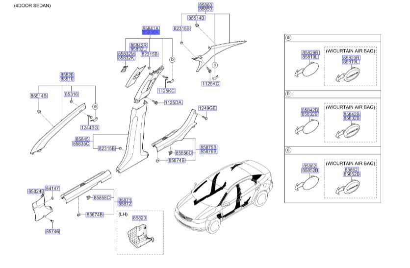 قاب ستون وسط بالایی چپ سراتو | 858301M0008O | Hyundai/KIA Genuine Parts – MOBIS