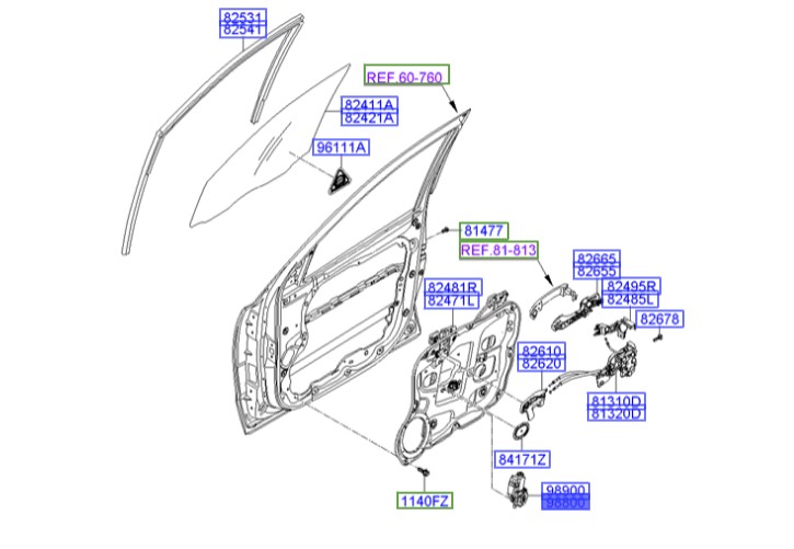 موتور شیشه بالابر درب جلو چپ سانتافه Hyundai/KIA Genuine Parts – MOBIS   824502B010 