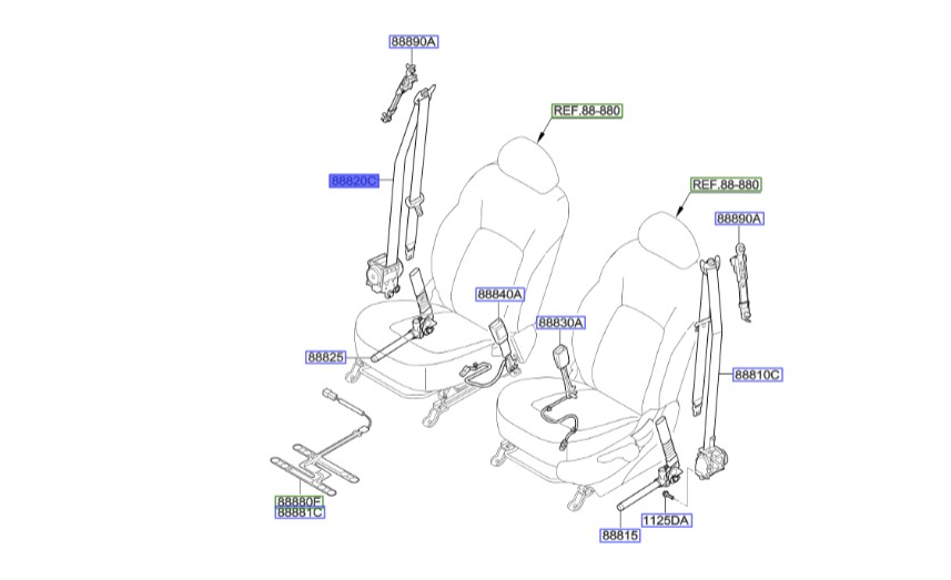 کمربند جلو راست اسپورتیج مدل 2011 | Hyundai/KIA Genuine Parts – MOBIS | اسپورتیج SL مدل 2010 تا 2016