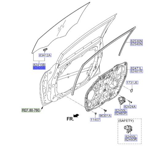 شیشه در جلو راست | Hyundai/KIA Genuine Parts – Mobis | سراتو yd مدل 2014 تا 2018 - 82420A7030