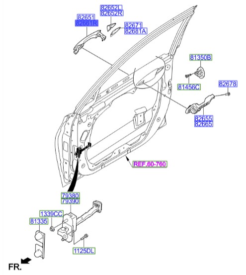 دستگیره گرنجور عقب راست آزرا  Hyundai/KIA Genuine Parts – MOBIS     826613V000WHC