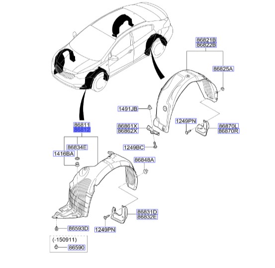 شل گیر چرخ جلو راست | Hyundai/KIA Genuine Parts – Mobis | سراتو YD مدل 2014 تا 2018  86812A7000