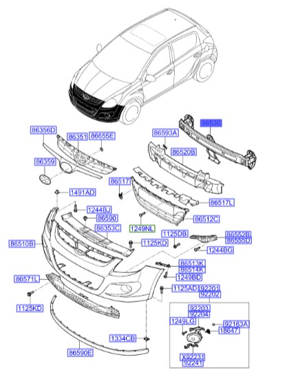 دیاق سپر جلو هیوندای Hyundai/KIA Genuine Parts – MOBIS  I20  865301J000