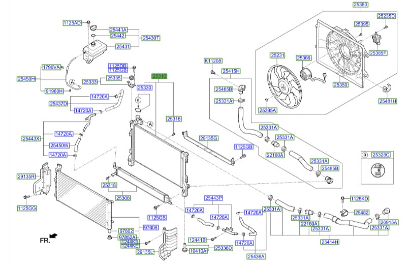 رادیاتور آب سوناتا Hyundai/KIA Genuine Parts – MOBIS   25310E6100 