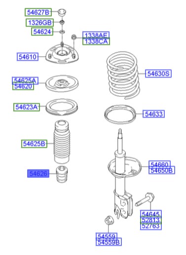 ضربه گیر بالا کمک جلو سانتافه  Hyundai/KIA Genuine Parts – MOBIS    5462626000
