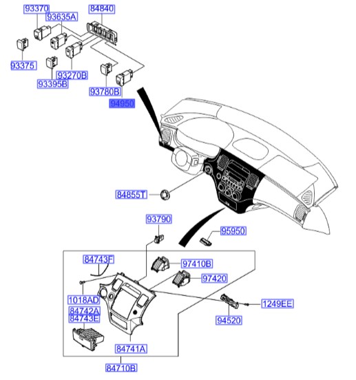 کلید تنظیم نور چراغ جلو آزرا  Hyundai/KIA Genuine Parts – MOBIS  937203L150
