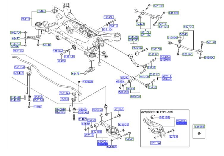 طبق عقب پایین راست سنتینیال  Hyundai/KIA Genuine Parts – MOBIS  552203N300 