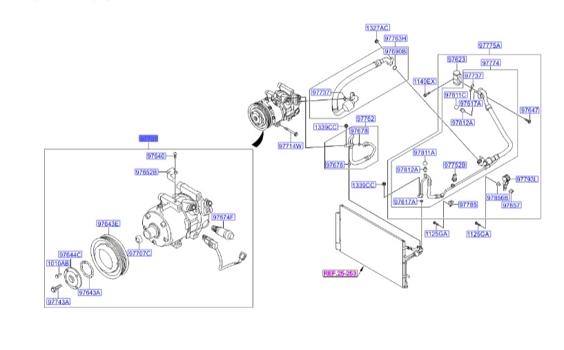 کمپرسور کولر جنسیس_کوپه  Hyundai/KIA Genuine Parts – MOBIS  977012M600 