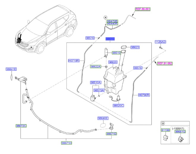 منبع شیشه شور سانتافه  Hyundai/KIA Genuine Parts – MOBIS    986102W500 